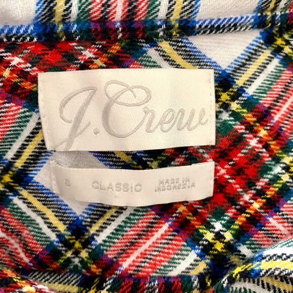 J. Crew Classic Fit Flannel Shirt in Snowy Stewart Tartan Plaid Size 8 - Picture 7 of 7
